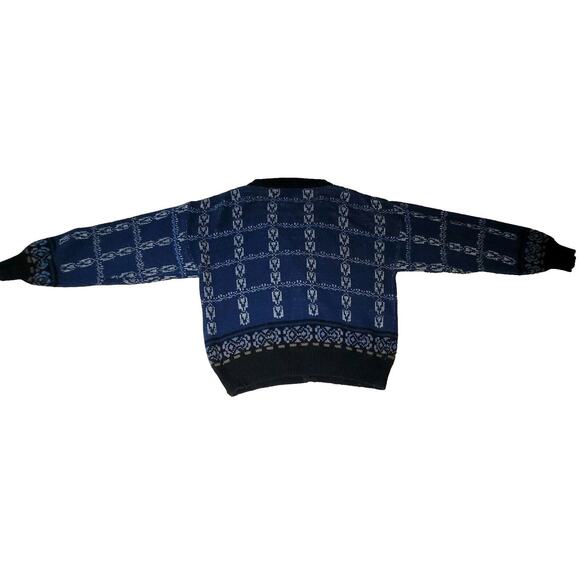 Vtg Gitano Sweater Mens Sz S Blue Knit 80s Aztec Ski Snow Korea Button Retro - Picture 2 of 16